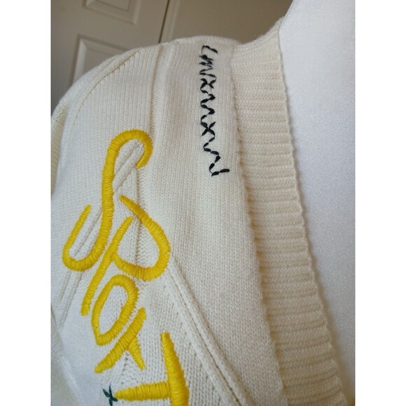 Cardigan Ivory Apric Chunky Knit Large   Embroidered Oversized Sweater Colorful - Picture 12 of 16